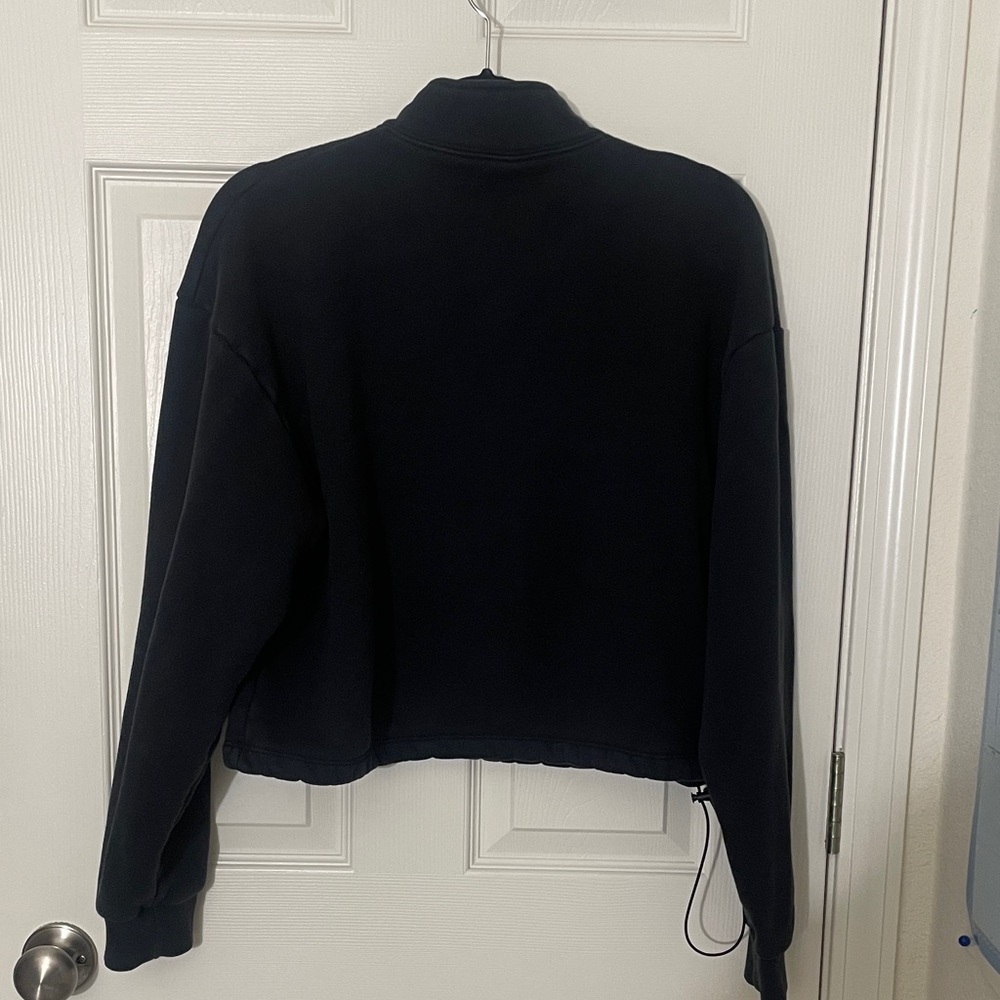 Set Active Black Half-Zip Cropped Sweatshirt Kangaroo Pocket Size Small - Picture 7 of 8